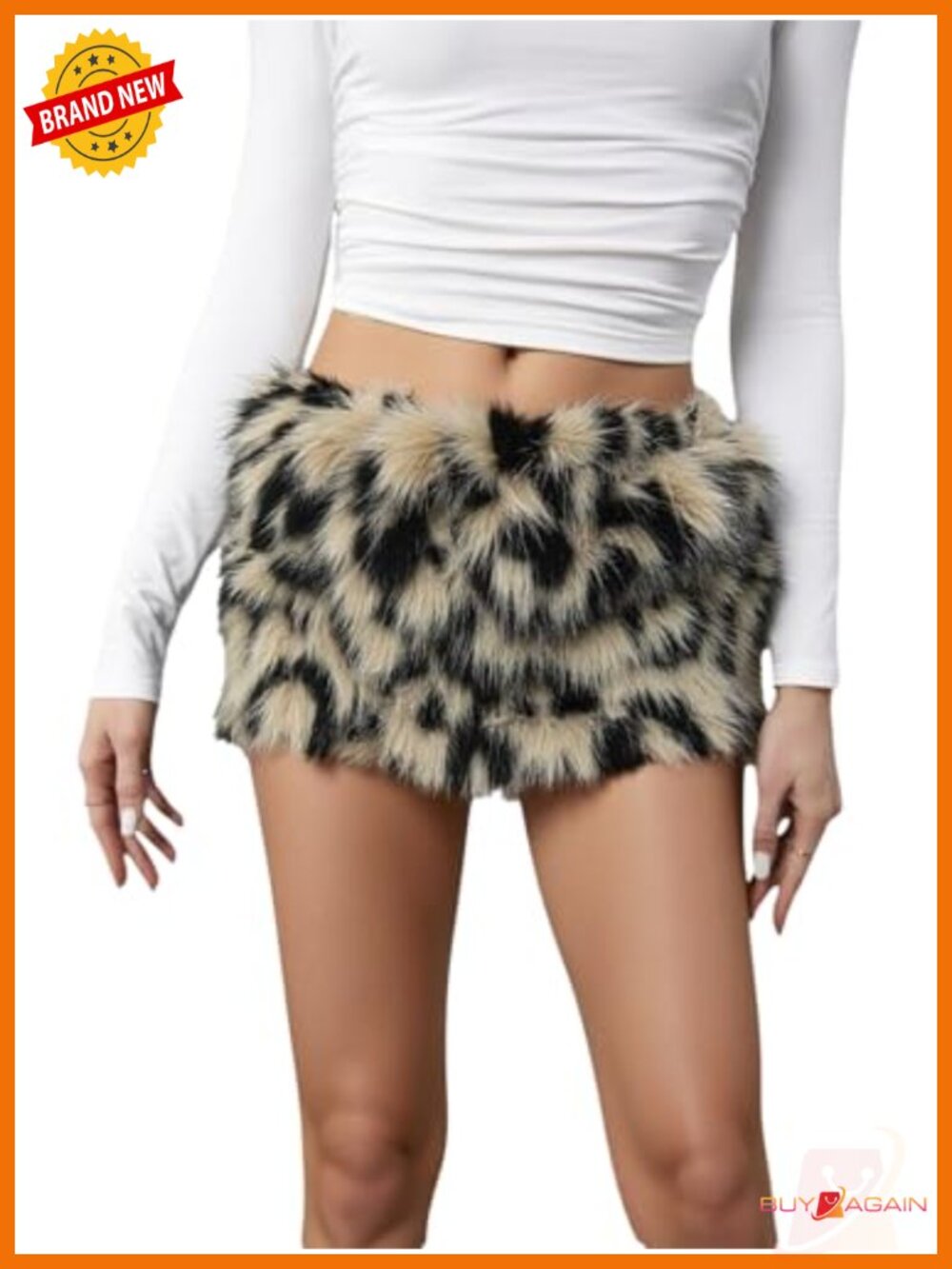 Faux Fur Low Rise Mini Skirt Y2K Club Party Going Out